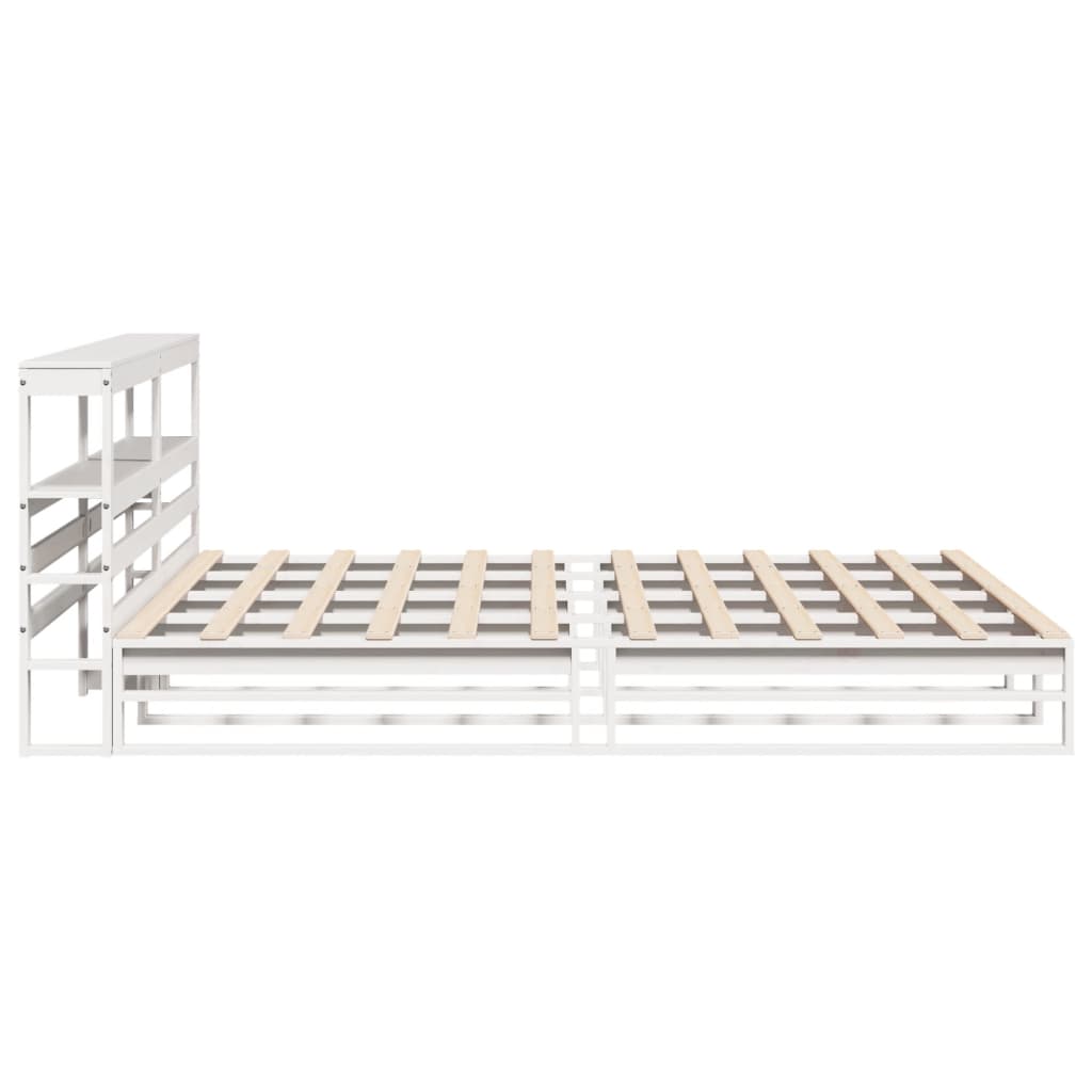 Cadre de lit sans matelas blanc 200x200 cm bois massif de pin - XIOS