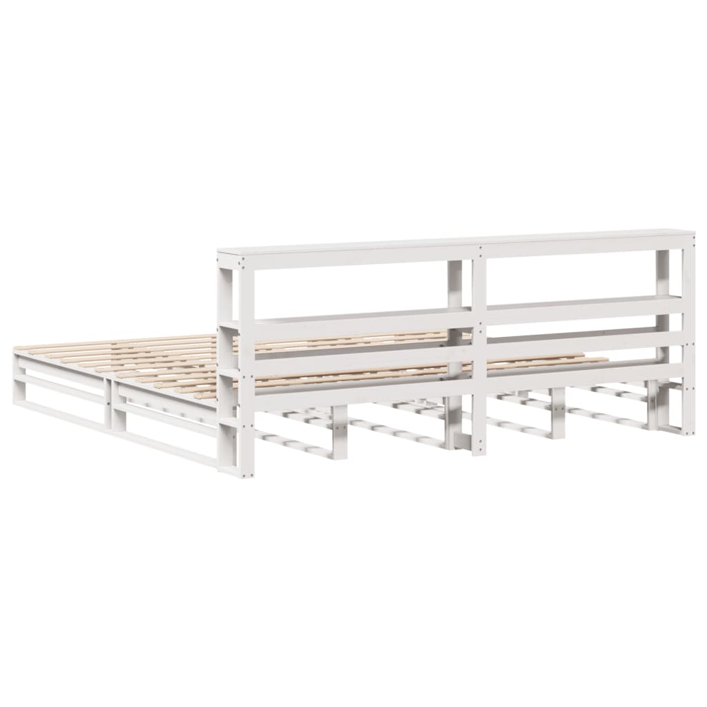 Cadre de lit sans matelas blanc 200x200 cm bois massif de pin - XIOS