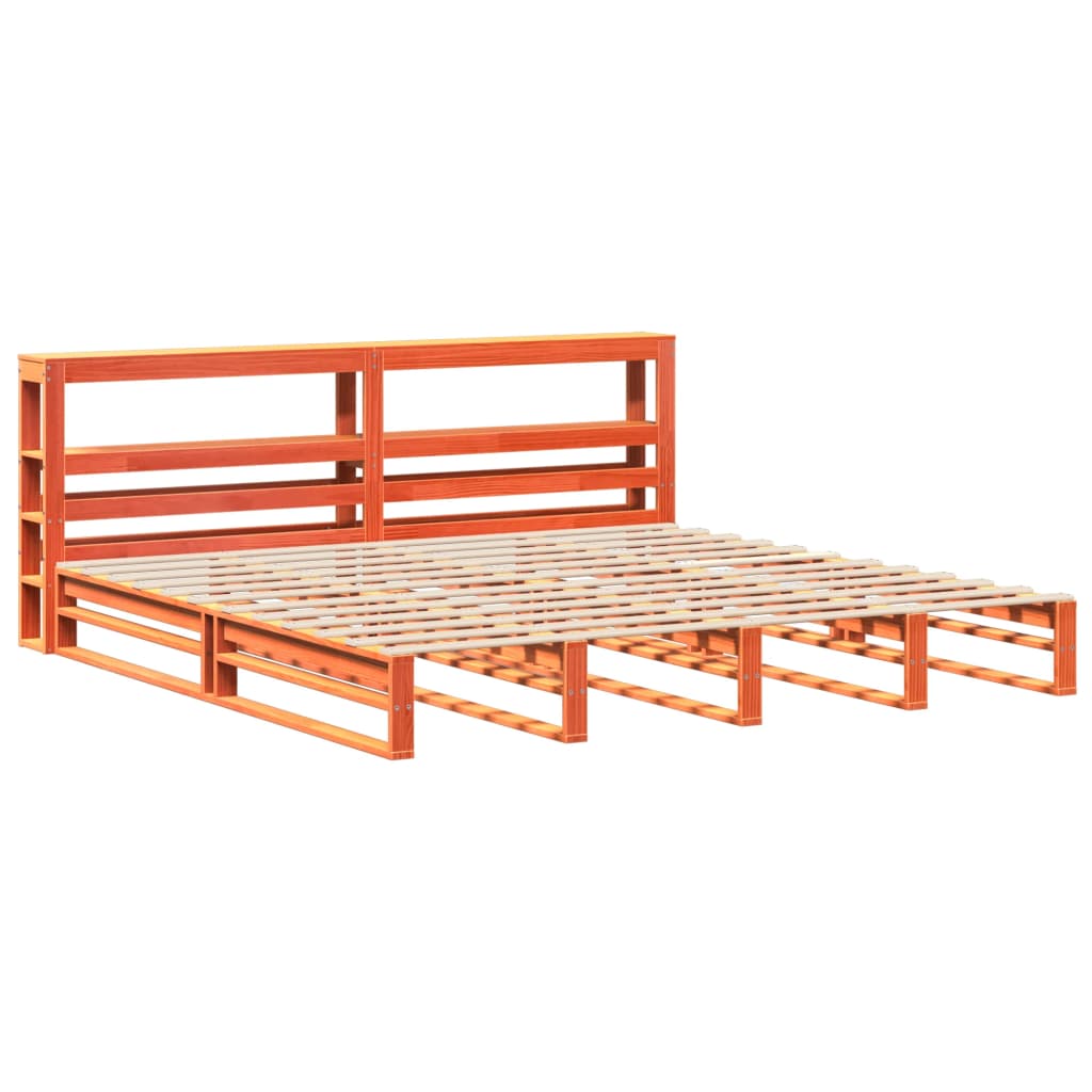 Cadre de lit sans matelas cire marron 200x200cm bois pin massif - XIOS