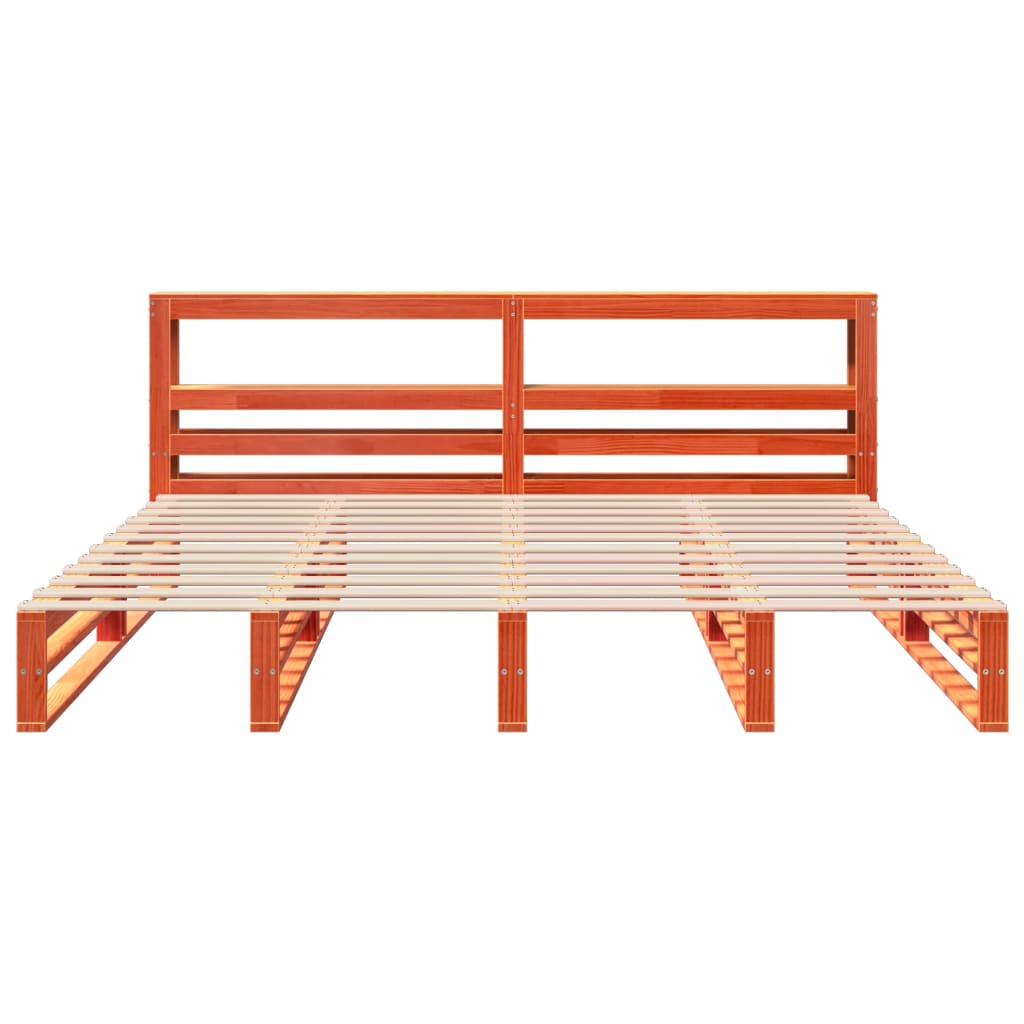 Cadre de lit sans matelas cire marron 200x200cm bois pin massif - XIOS