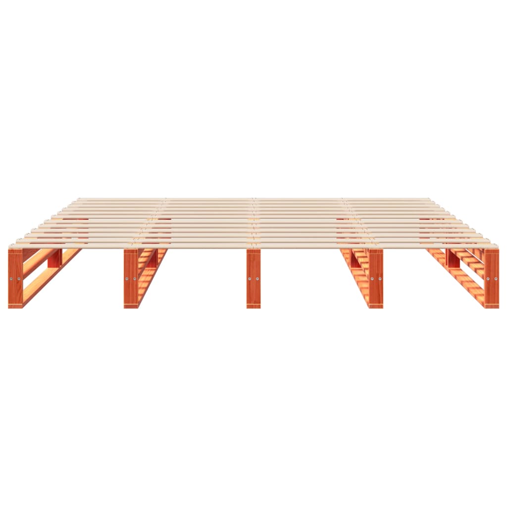 Cadre de lit sans matelas cire marron 200x200cm bois pin massif - XIOS