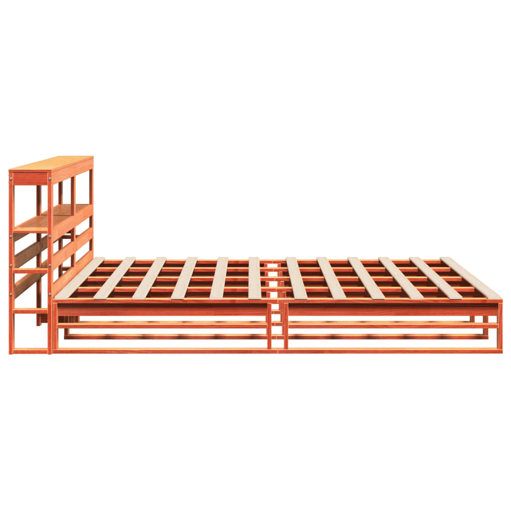 Cadre de lit sans matelas cire marron 200x200cm bois pin massif - XIOS