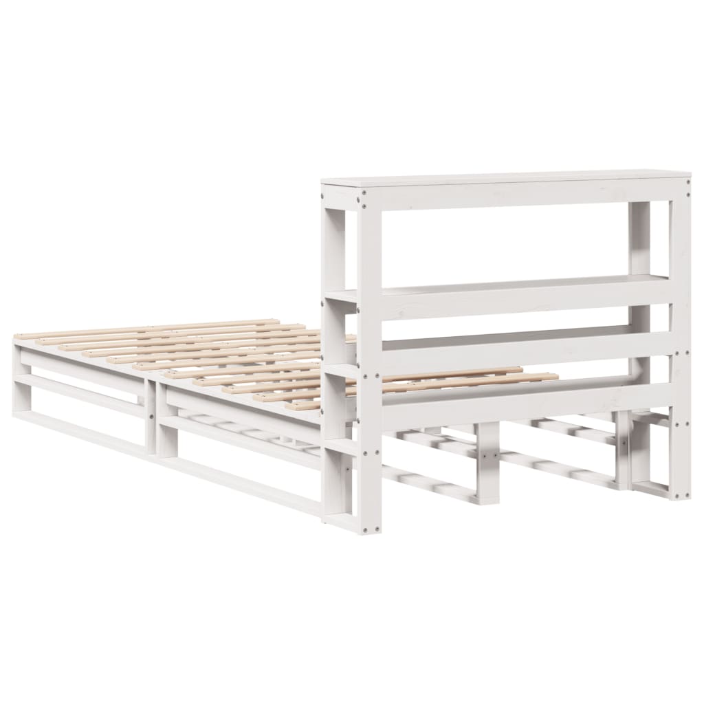 Cadre de lit sans matelas blanc 75x190 cm bois de pin massif - XIOS