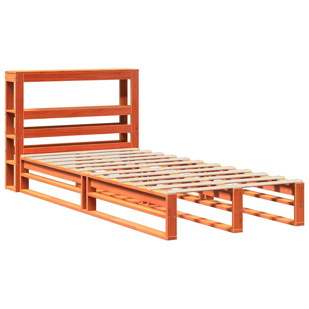 Cadre de lit sans matelas cire marron 75x190 cm bois pin massif - XIOS