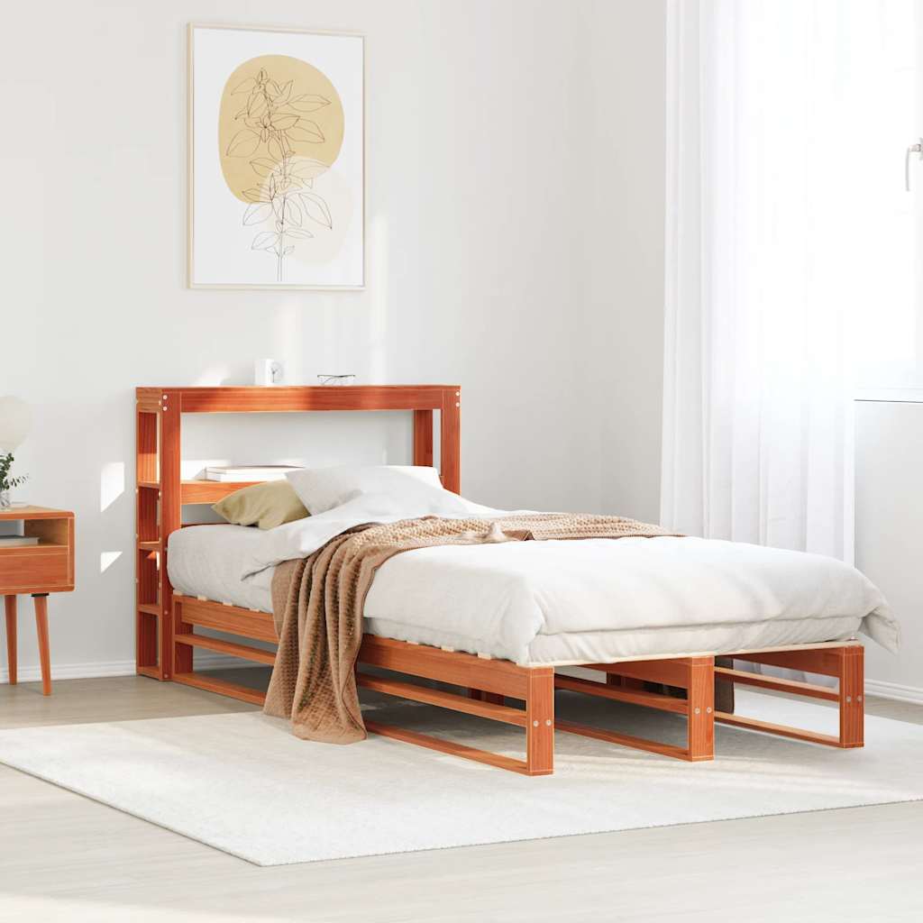 Cadre de lit sans matelas cire marron 75x190 cm bois pin massif - XIOS