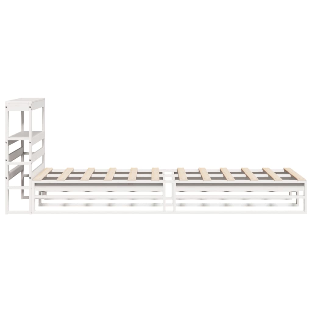 Cadre de lit sans matelas blanc 90x190 cm bois de pin massif - XIOS