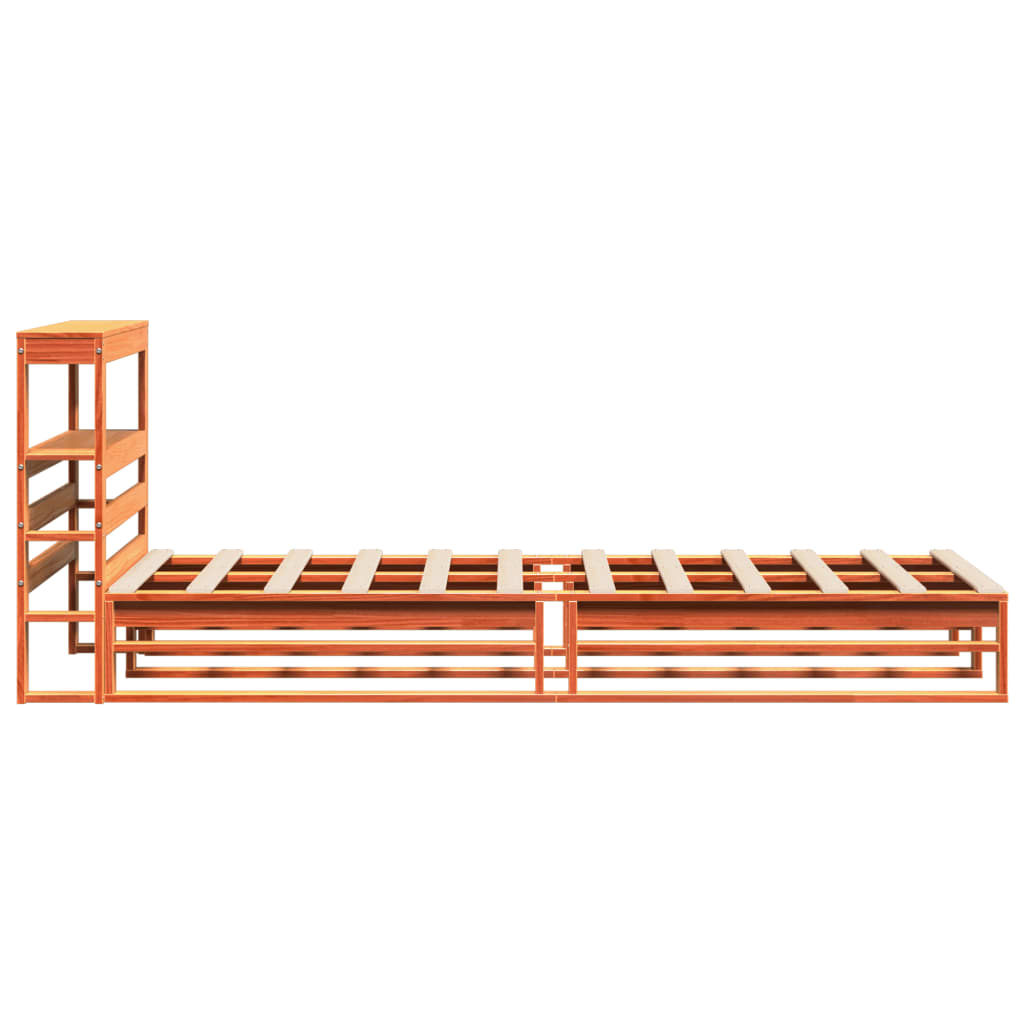 Cadre de lit sans matelas cire marron 90x190 cm bois pin massif - XIOS