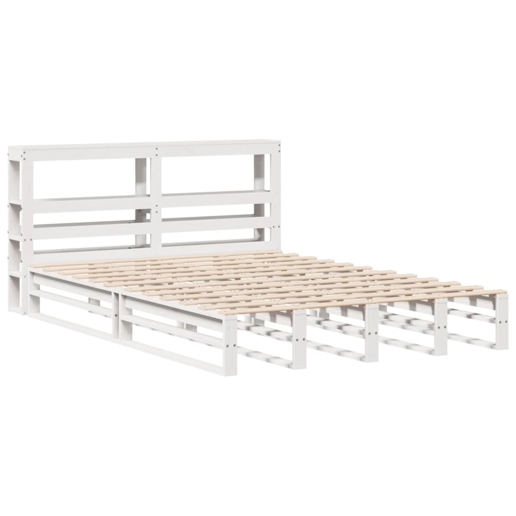 Cadre de lit sans matelas blanc 120x190 cm bois de pin massif - XIOS
