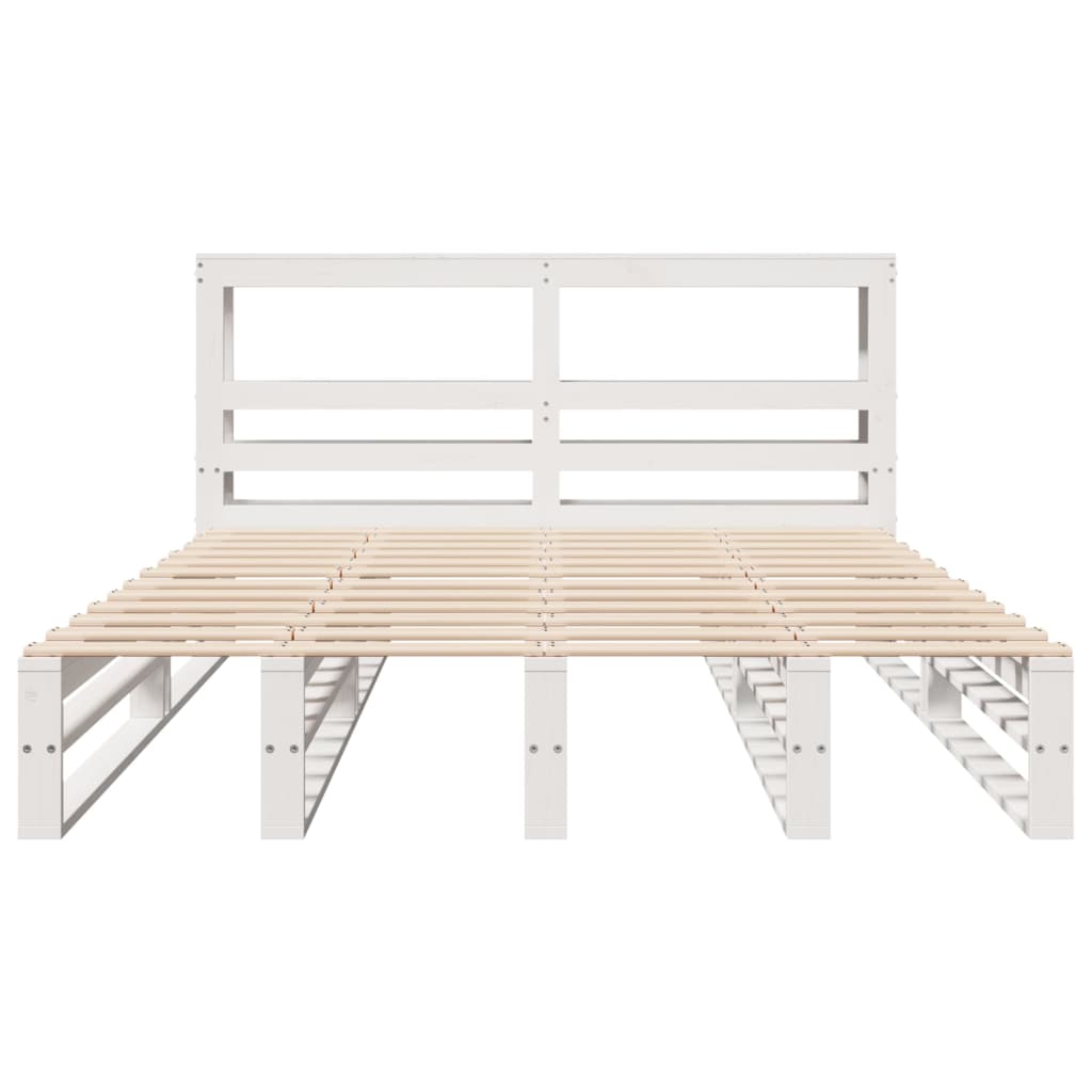 Cadre de lit sans matelas blanc 120x190 cm bois de pin massif - XIOS