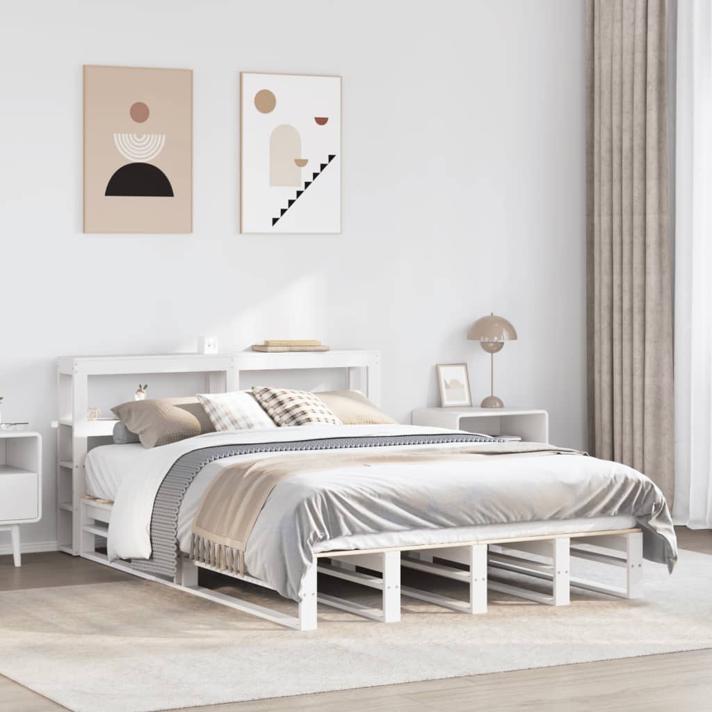 Cadre de lit sans matelas blanc 120x190 cm bois de pin massif - XIOS