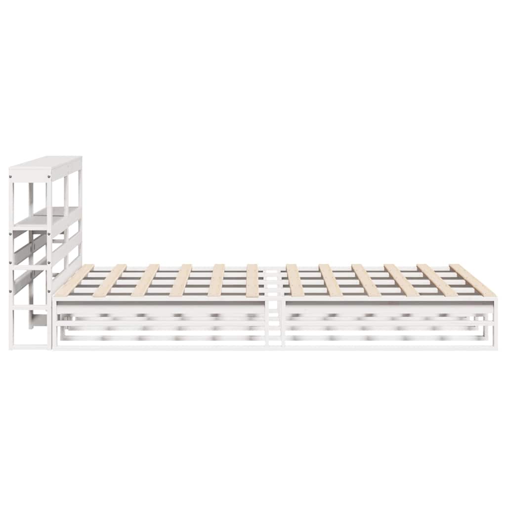 Cadre de lit sans matelas blanc 135x190 cm bois de pin massif - XIOS
