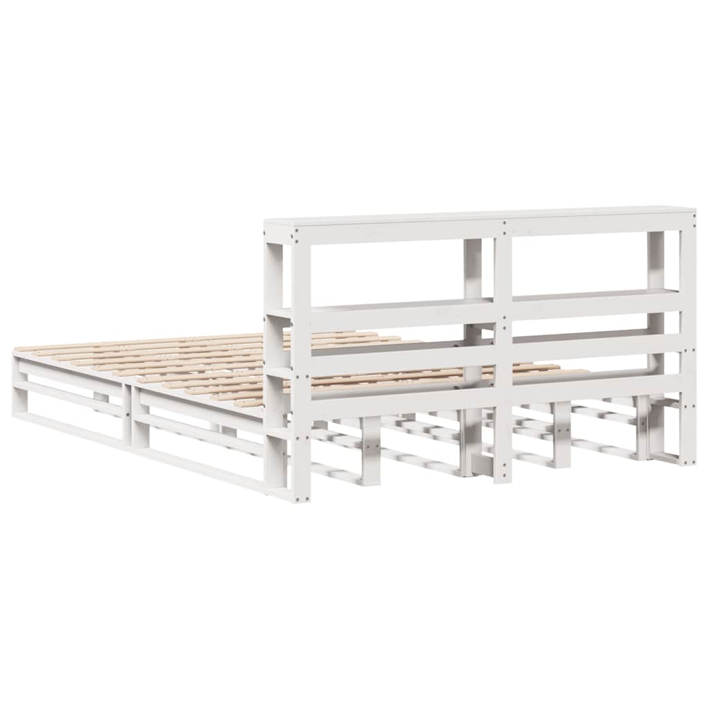 Cadre de lit sans matelas blanc 135x190 cm bois de pin massif - XIOS