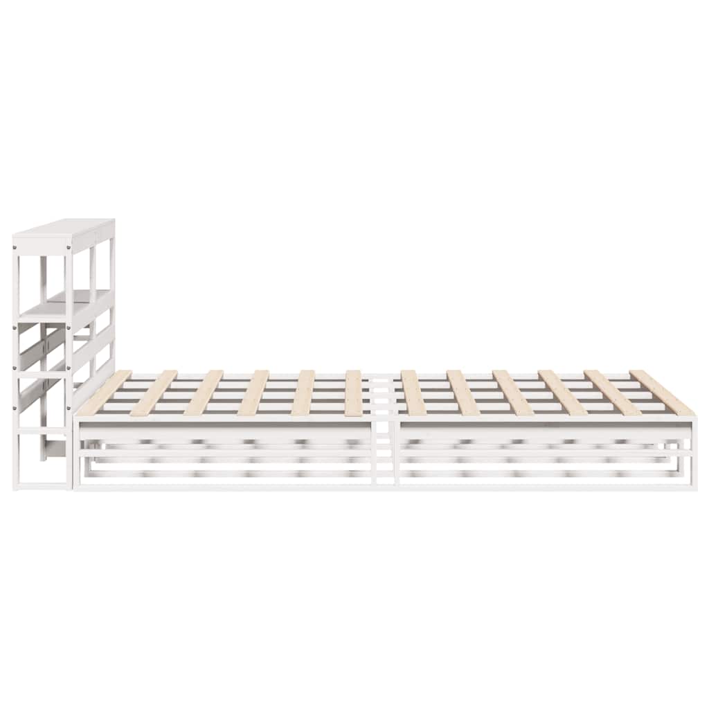 Cadre de lit sans matelas blanc 140x190 cm bois de pin massif - XIOS