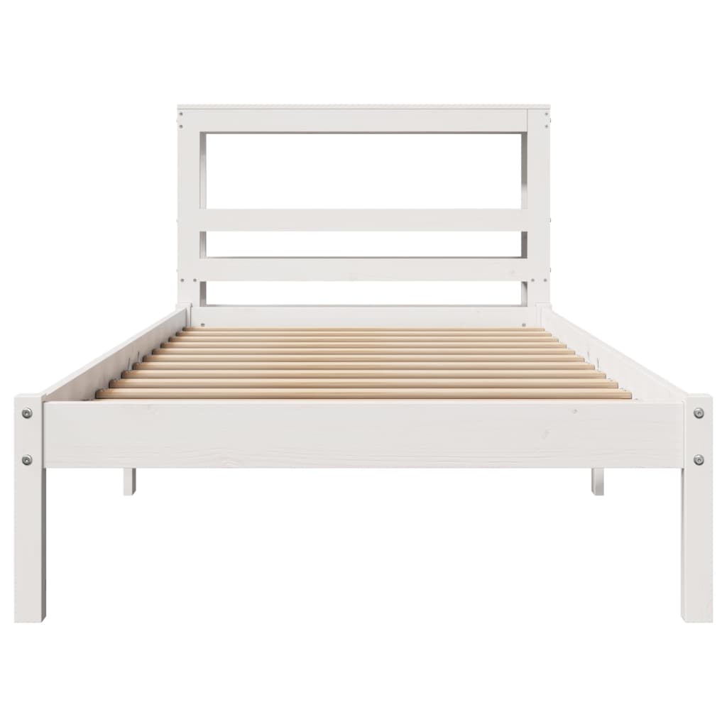 Cadre de lit sans matelas blanc 75x190 cm bois de pin massif - XIOS