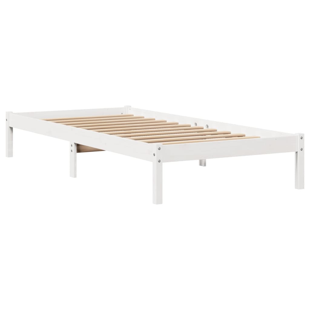Cadre de lit sans matelas blanc 75x190 cm bois de pin massif - XIOS
