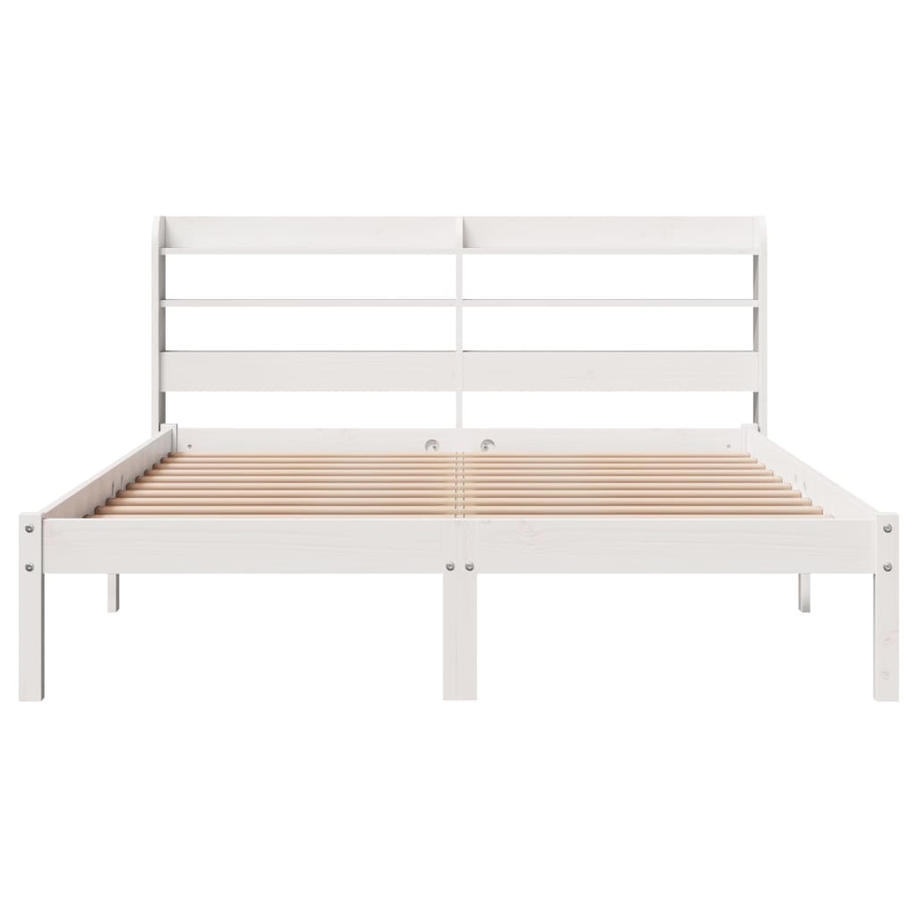 Cadre de lit sans matelas blanc 135x190 cm bois de pin massif - XIOS