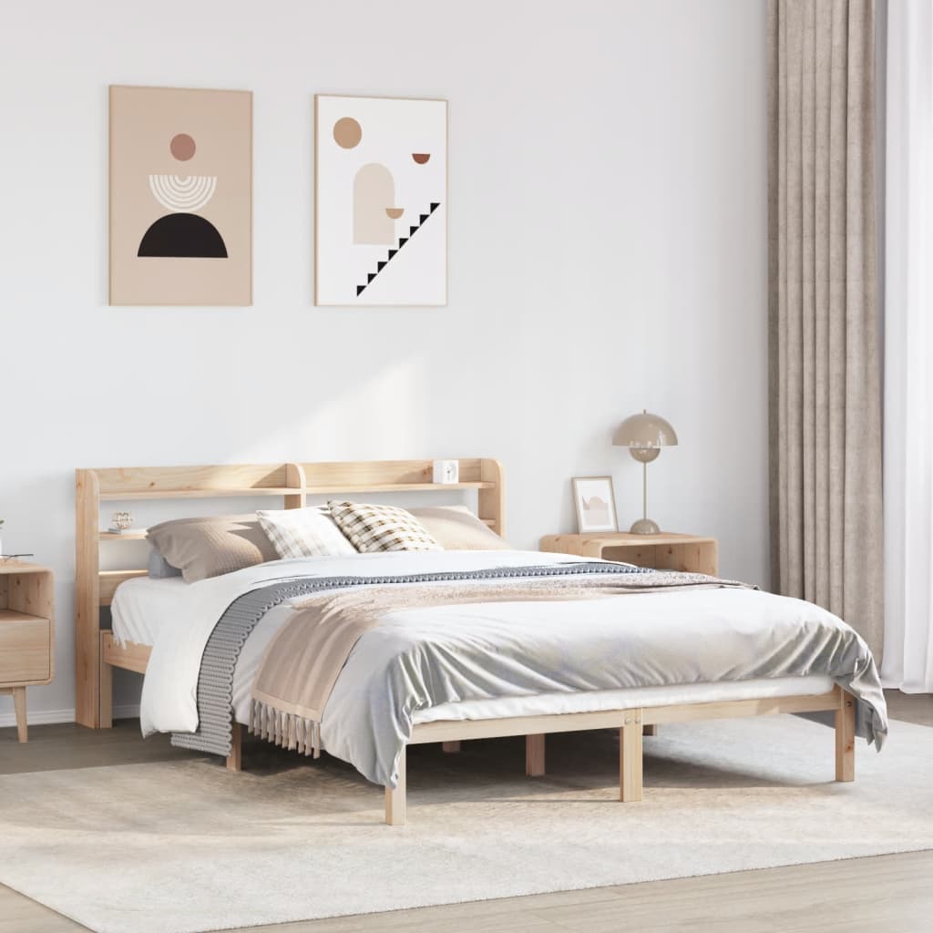 Cadre de lit sans matelas 140x190 cm bois de pin massif - XIOS