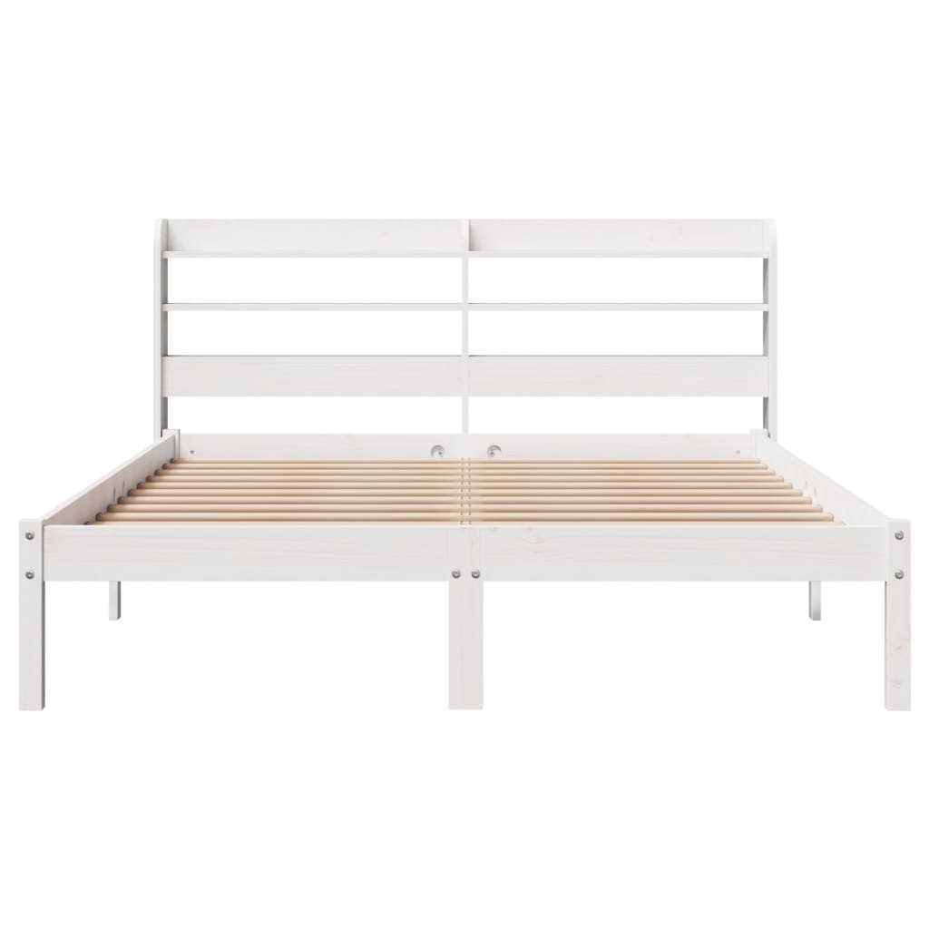 Cadre de lit sans matelas blanc 140x190 cm bois de pin massif - XIOS