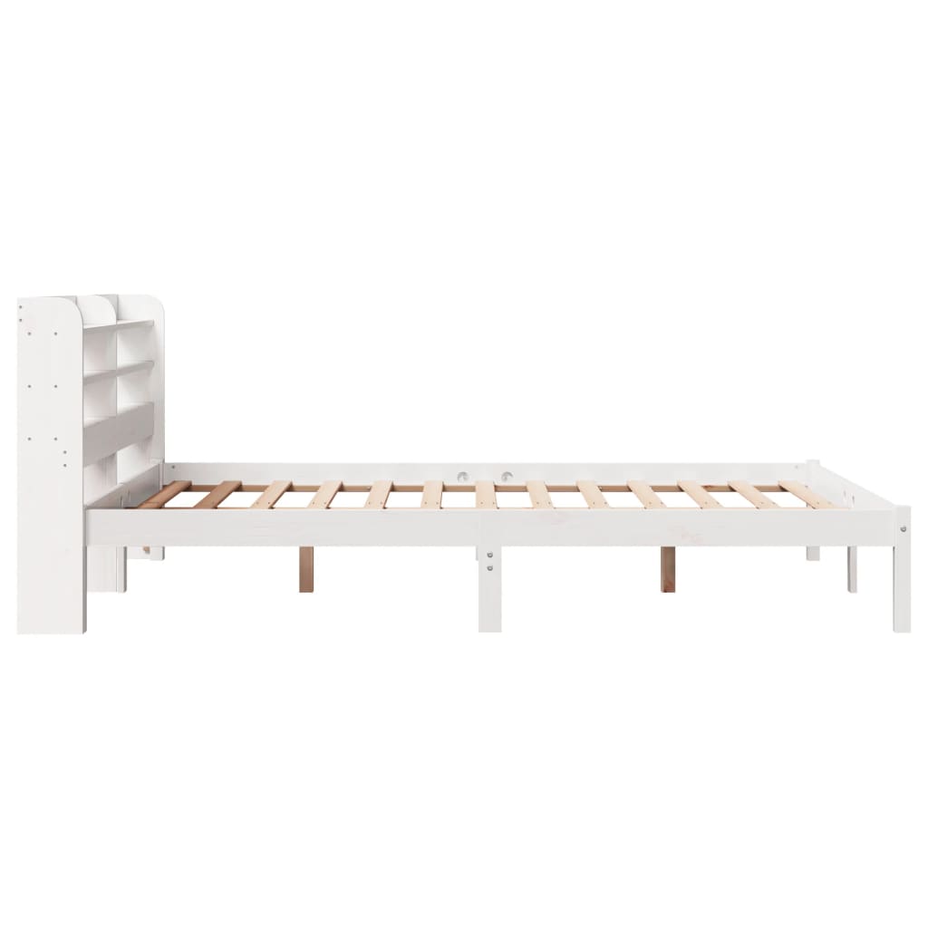 Cadre de lit sans matelas blanc 140x190 cm bois de pin massif - XIOS