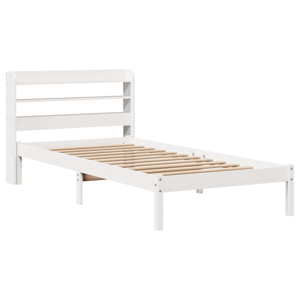 Cadre de lit sans matelas blanc 90x200 cm bois de pin massif - XIOS