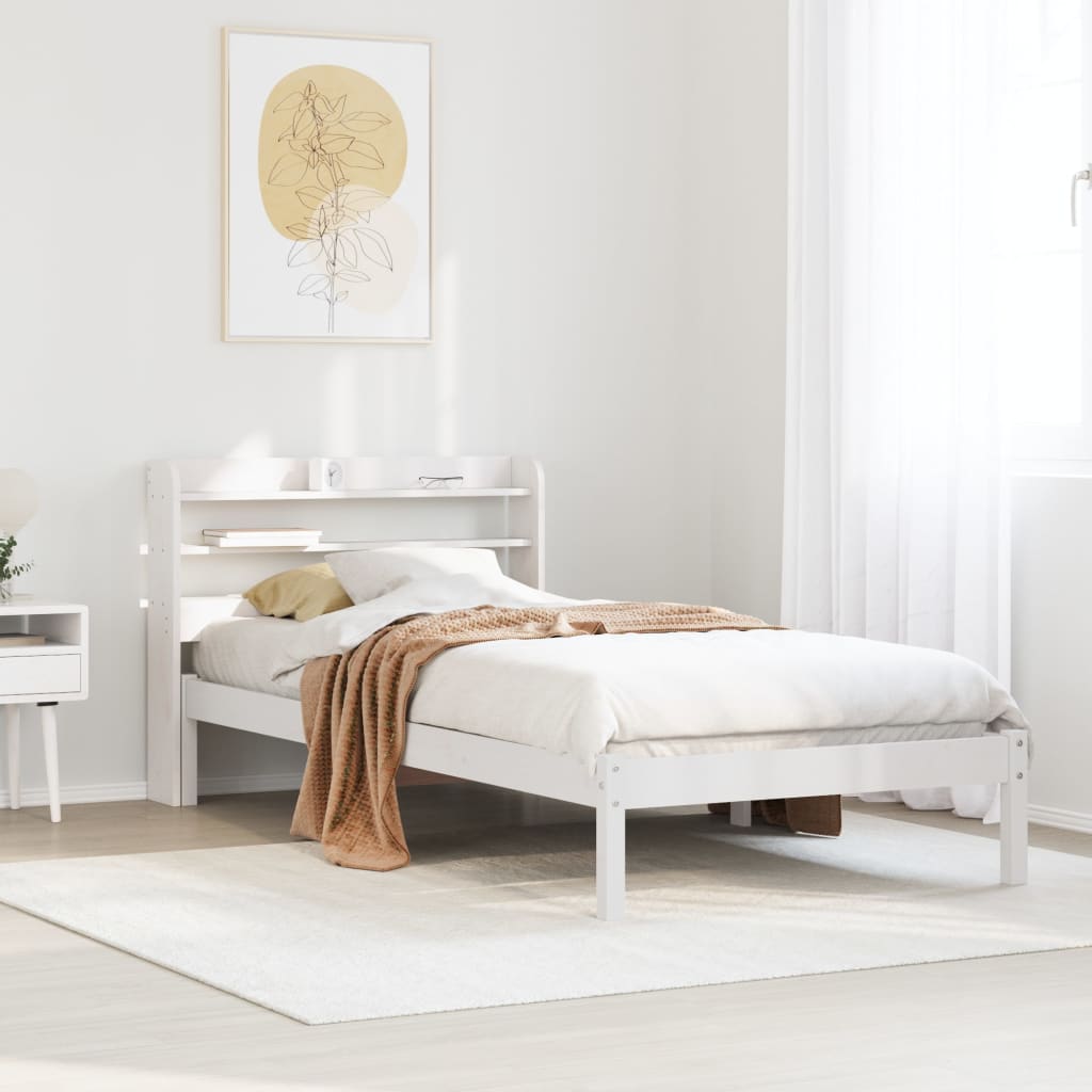 Cadre de lit sans matelas blanc 90x200 cm bois de pin massif - XIOS