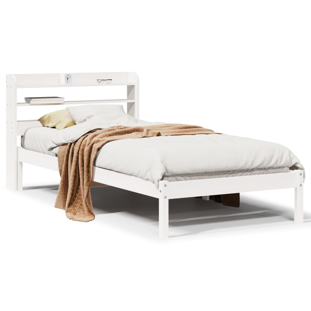 Cadre de lit sans matelas blanc 100x200 cm bois de pin massif - XIOS