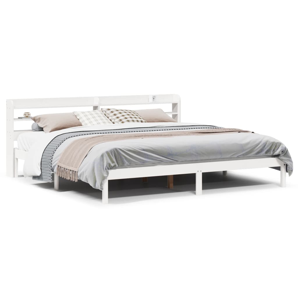 Cadre de lit sans matelas blanc 180x200 cm bois massif de pin - XIOS