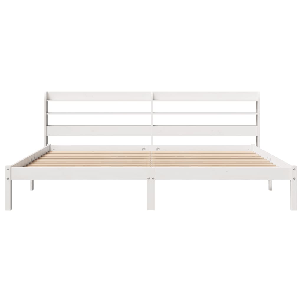 Cadre de lit sans matelas blanc 180x200 cm bois massif de pin - XIOS