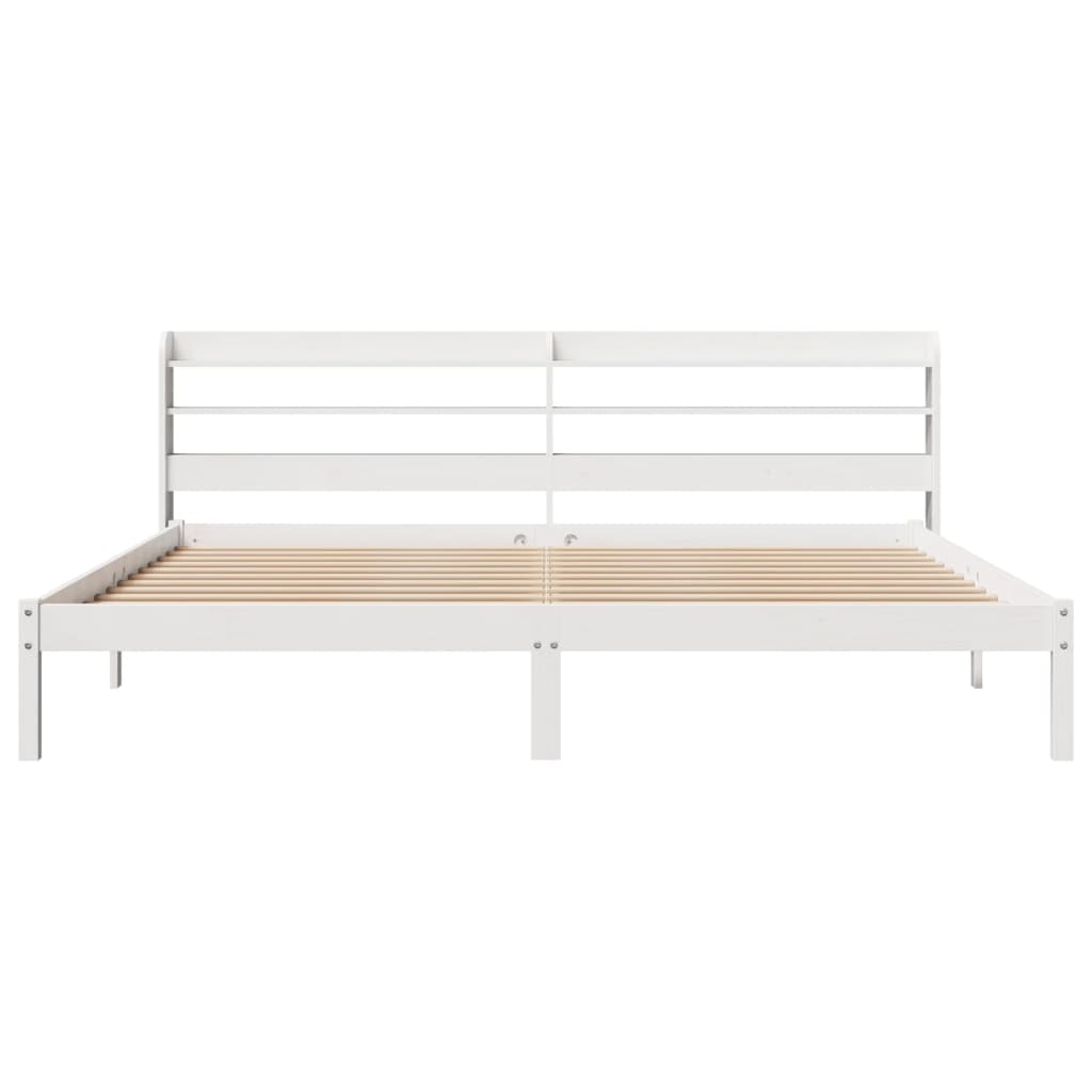 Cadre de lit sans matelas blanc 200x200 cm bois massif de pin - XIOS