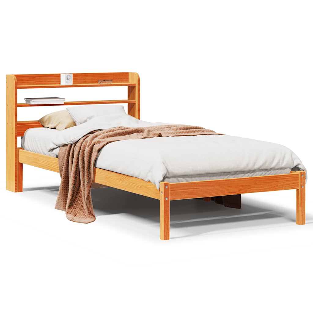 Cadre de lit avec tête de lit sans matelas cire marron 75x190cm - XIOS