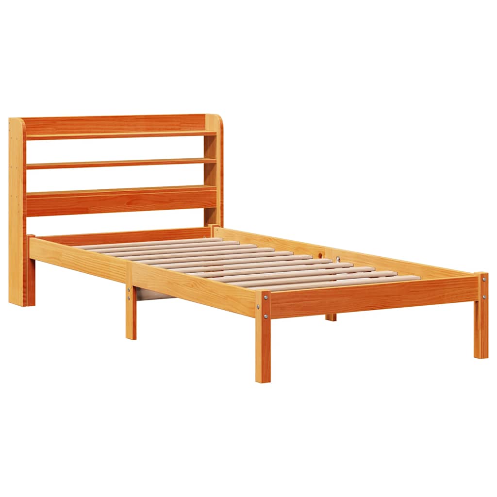 Cadre de lit avec tête de lit sans matelas cire marron 75x190cm - XIOS