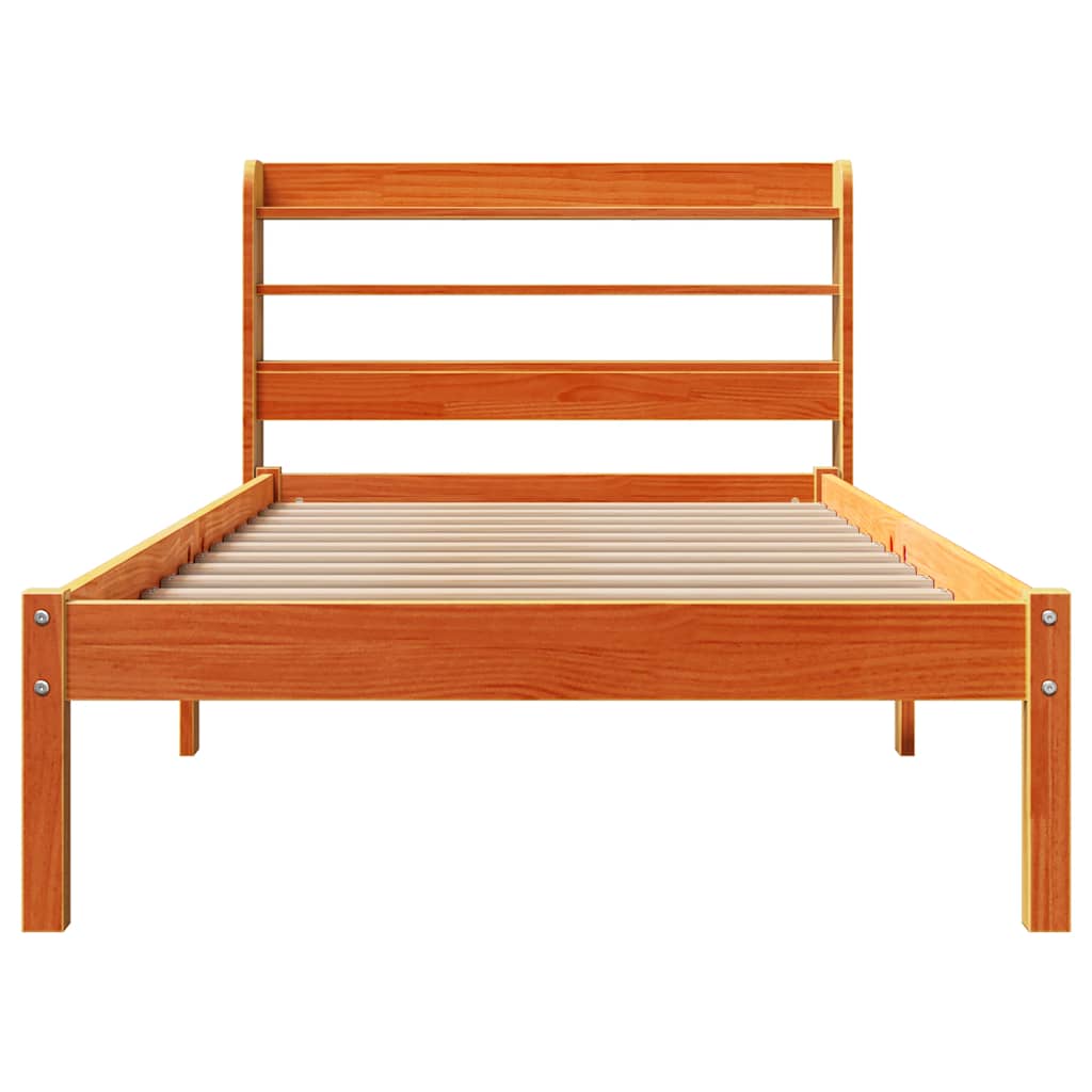 Cadre de lit avec tête de lit sans matelas cire marron 75x190cm - XIOS