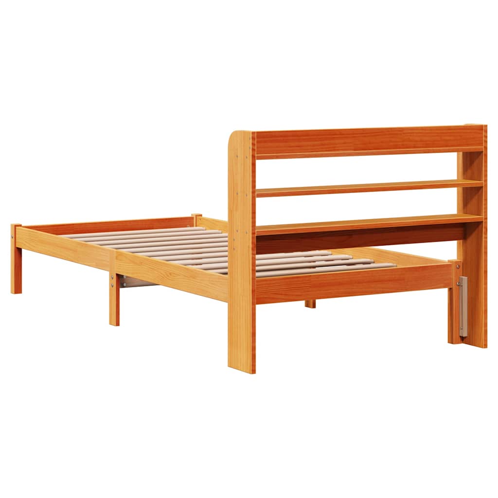 Cadre de lit avec tête de lit sans matelas cire marron 75x190cm - XIOS