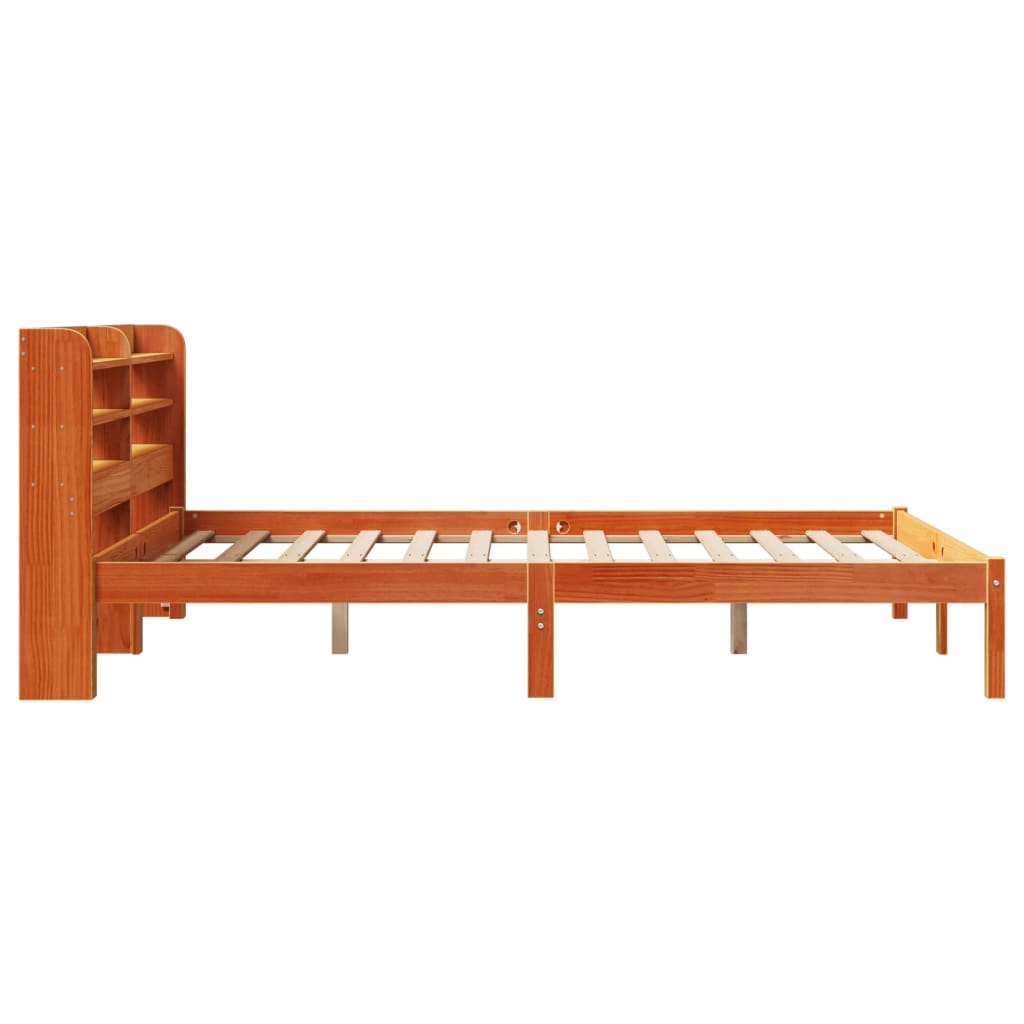 Cadre de lit et tête de lit sans matelas cire marron 135x190 cm - XIOS
