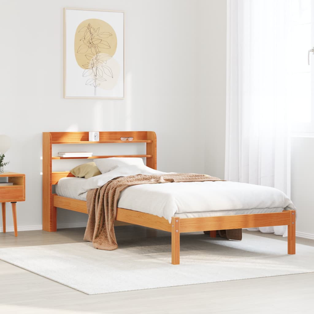 Cadre de lit et tête de lit sans matelas cire marron 100x200 cm - XIOS