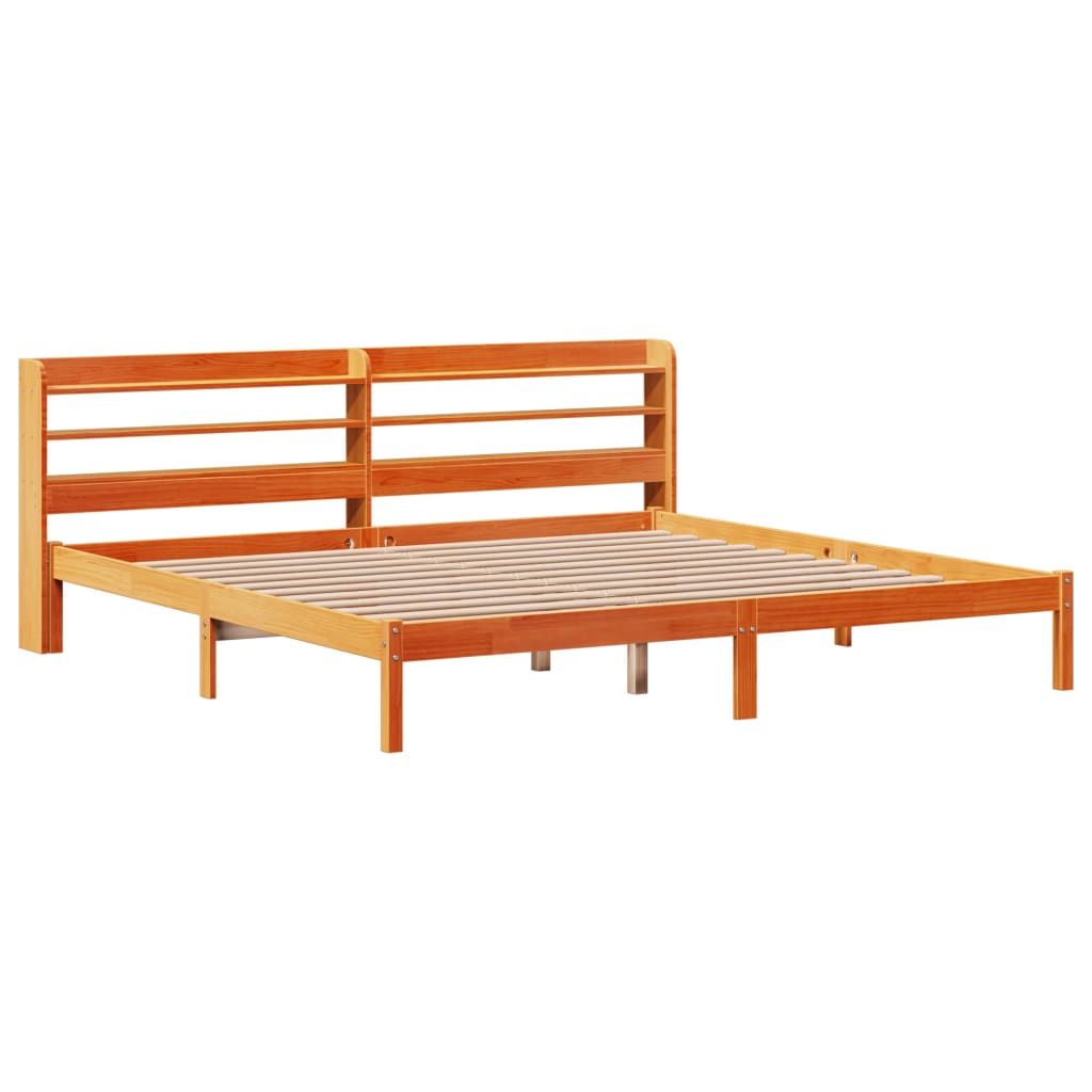 Cadre de lit et tête de lit sans matelas cire marron 200x200 cm - XIOS