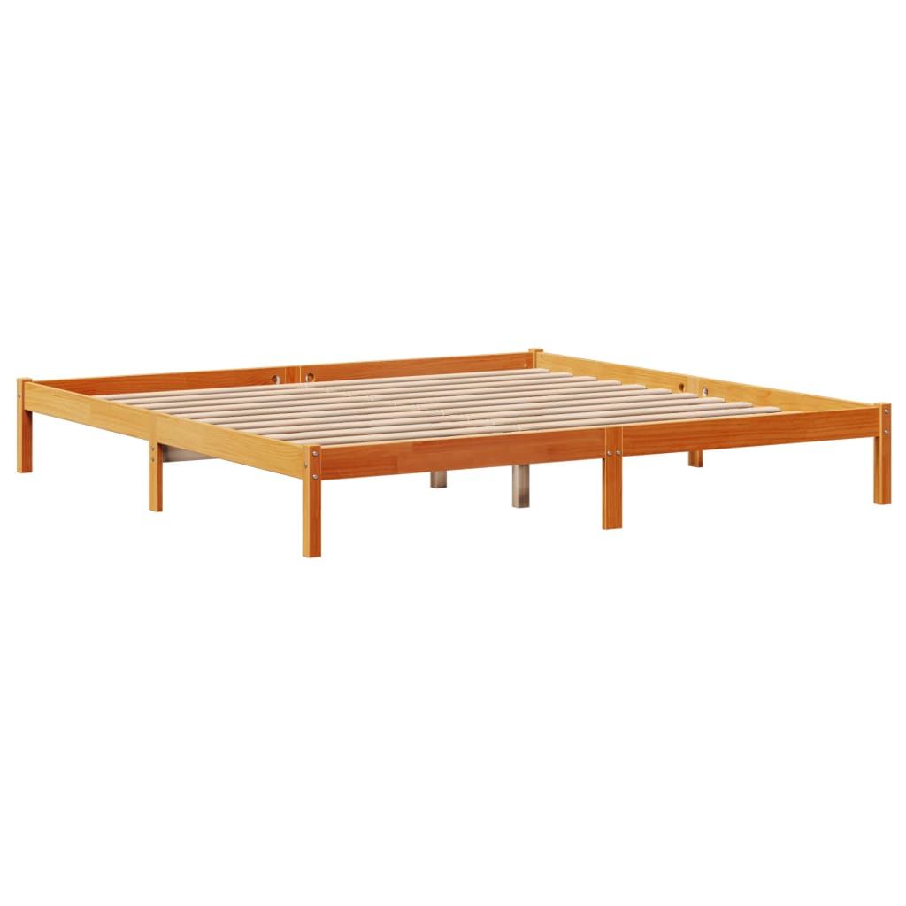 Cadre de lit et tête de lit sans matelas cire marron 200x200 cm - XIOS