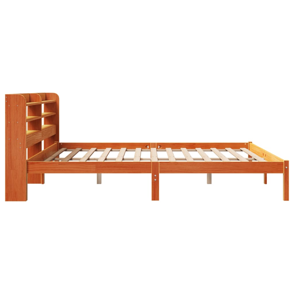 Cadre de lit et tête de lit sans matelas cire marron 200x200 cm - XIOS