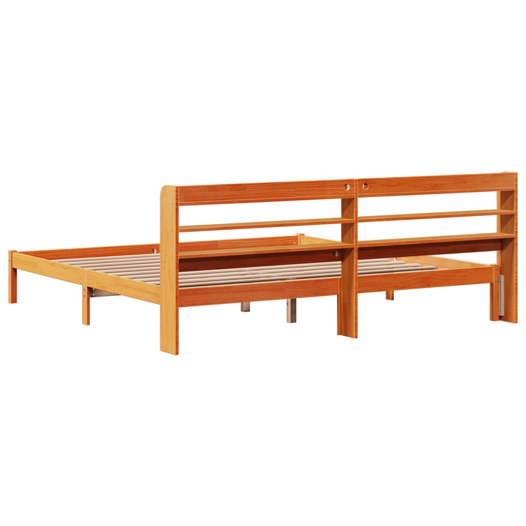 Cadre de lit et tête de lit sans matelas cire marron 200x200 cm - XIOS