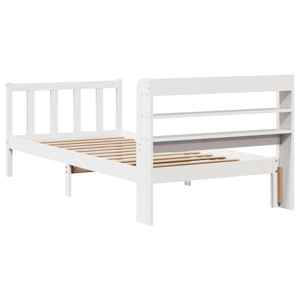 Cadre de lit sans matelas blanc 90x190 cm bois de pin massif - XIOS