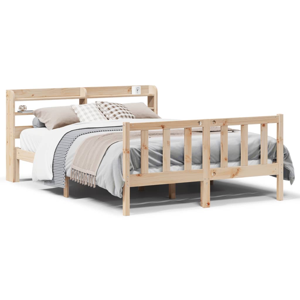 Cadre de lit sans matelas 135x190 cm bois de pin massif - XIOS