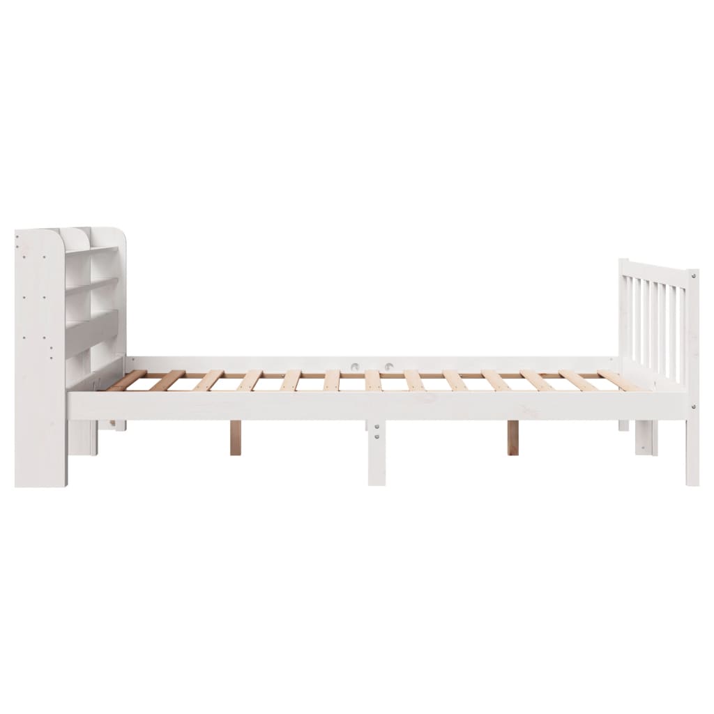Cadre de lit sans matelas blanc 135x190 cm bois de pin massif - XIOS
