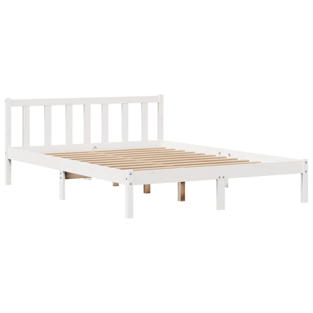 Cadre de lit sans matelas blanc 135x190 cm bois de pin massif - XIOS