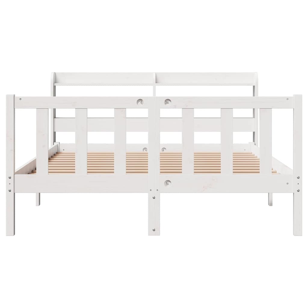 Cadre de lit sans matelas blanc 140x190 cm bois de pin massif - XIOS