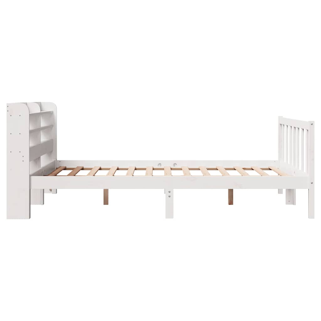 Cadre de lit sans matelas blanc 140x190 cm bois de pin massif - XIOS