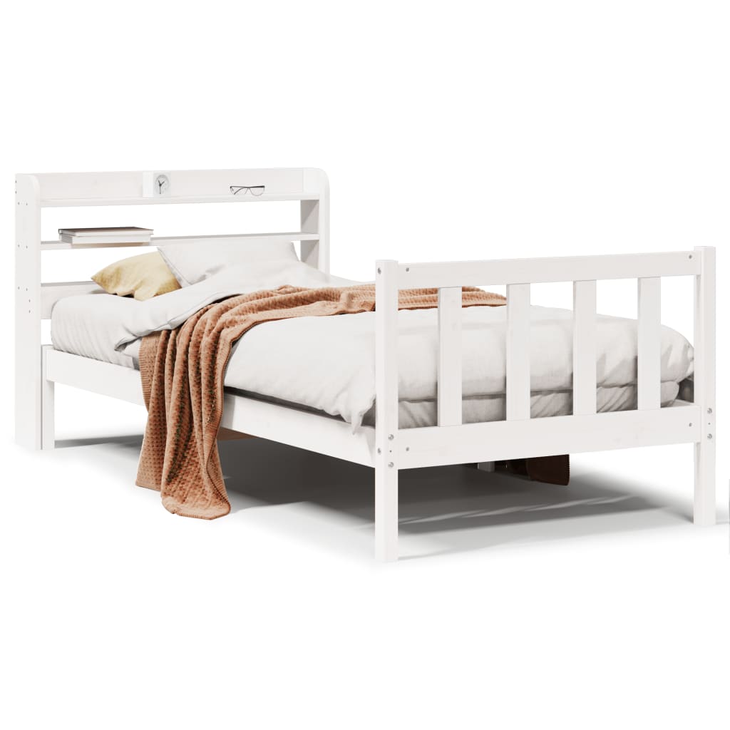 Cadre de lit sans matelas blanc 100x200 cm bois de pin massif - XIOS
