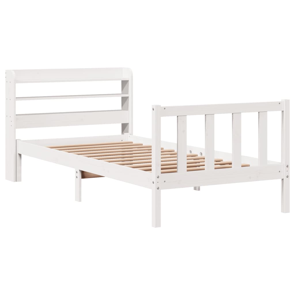 Cadre de lit sans matelas blanc 100x200 cm bois de pin massif - XIOS