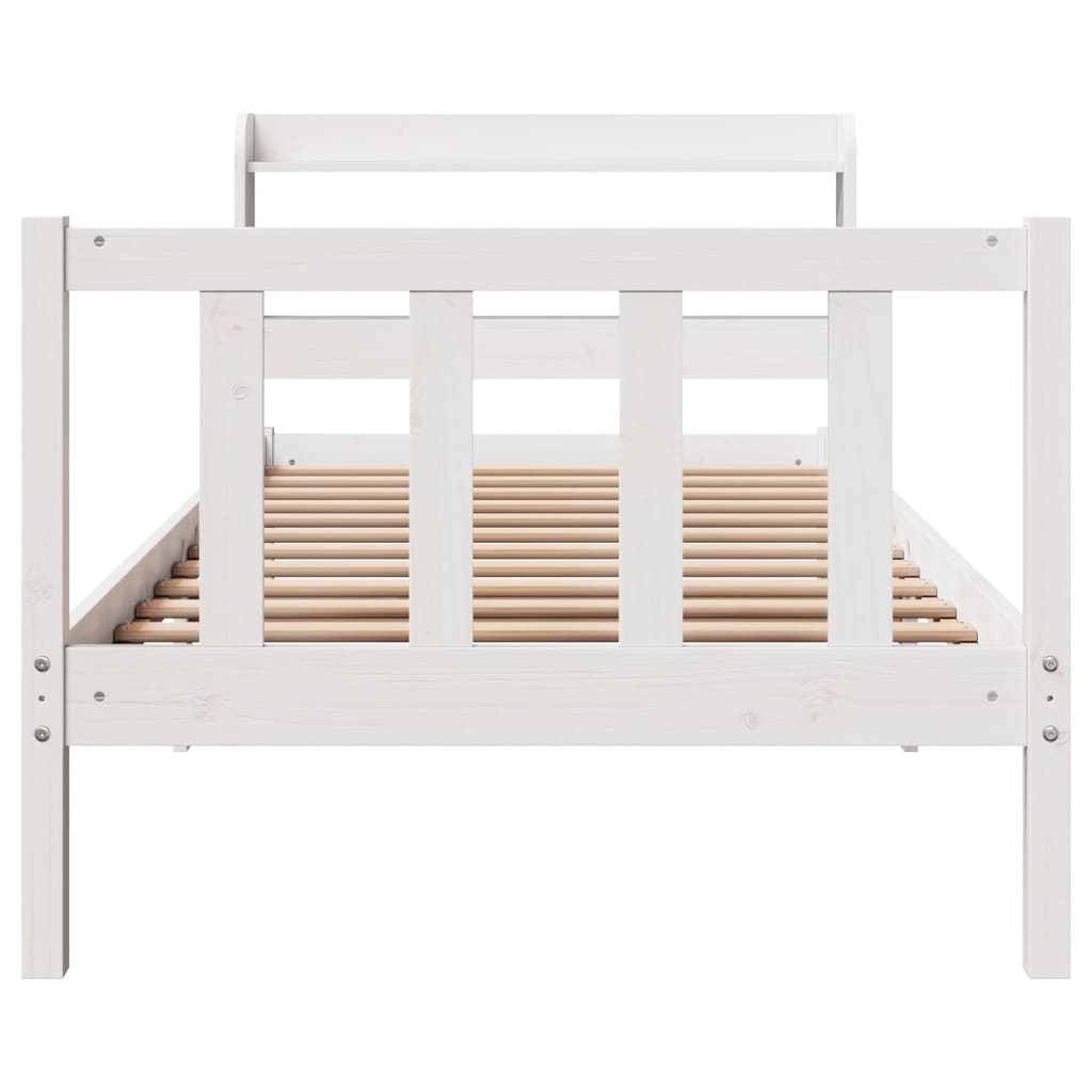 Cadre de lit sans matelas blanc 100x200 cm bois de pin massif - XIOS