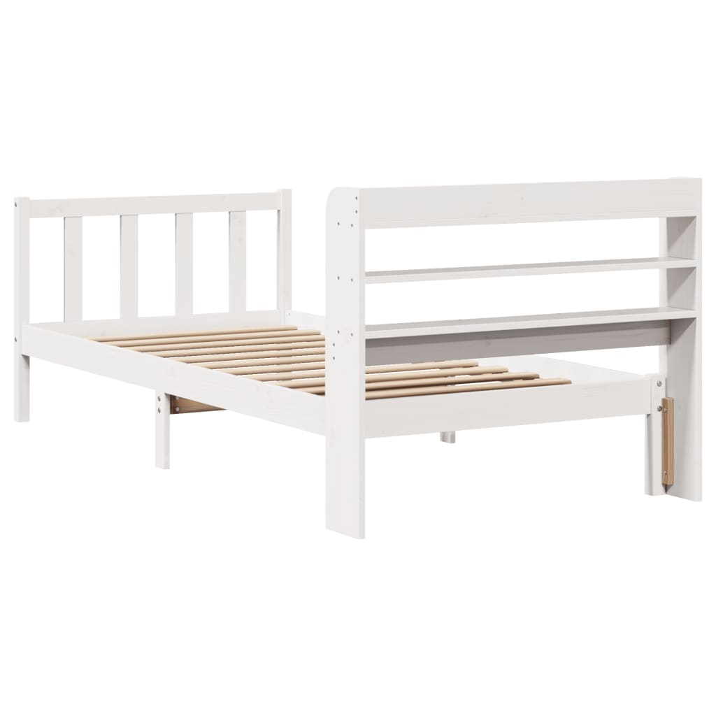 Cadre de lit sans matelas blanc 100x200 cm bois de pin massif - XIOS