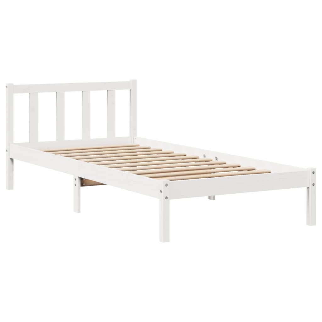 Cadre de lit sans matelas blanc 100x200 cm bois de pin massif - XIOS
